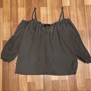 Green sheer off shoulder blouse - Holidays